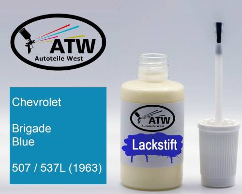 Chevrolet, Brigade Blue, 507 / 537L (1963): 20ml Lackstift, von ATW Autoteile West.